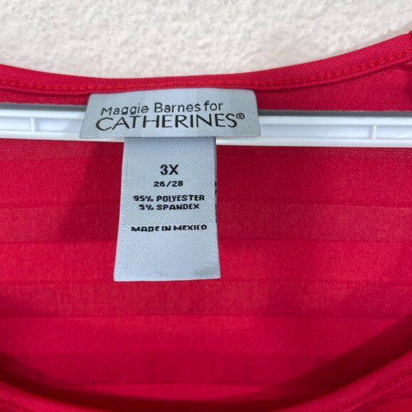 Maggie Barnes for Catherines Size 3X  Blouse  Ruffle Layered Red Shimmer Holiday - Picture 3 of 6
